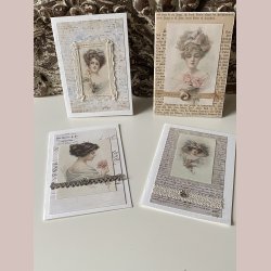  4 stk. Dobbeltkort i akvarelpapir