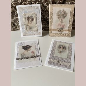  4 stk. Dobbeltkort i akvarelpapir