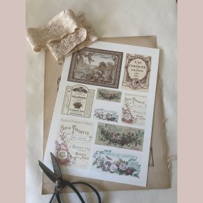 Ark med sk�nne gamle parfumeetiketter